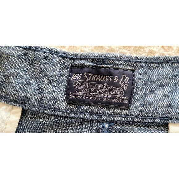 Levi's Strauss & Co Short Linen Chambray Blue‎ Flat Front Chino Men's 40 - Picture 5 of 8